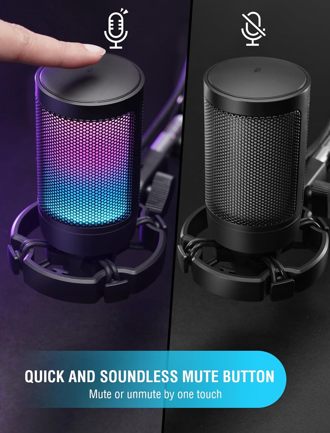 FIFINE A6V Ampligame A6V RGB USB Microphone Gaming Microphone and ...