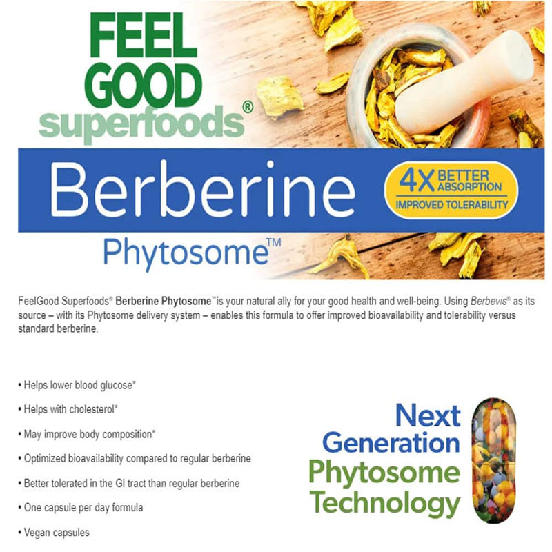 Feel Good Superfoods Berberine Phytosome High Absorption, 120 Vegan ...