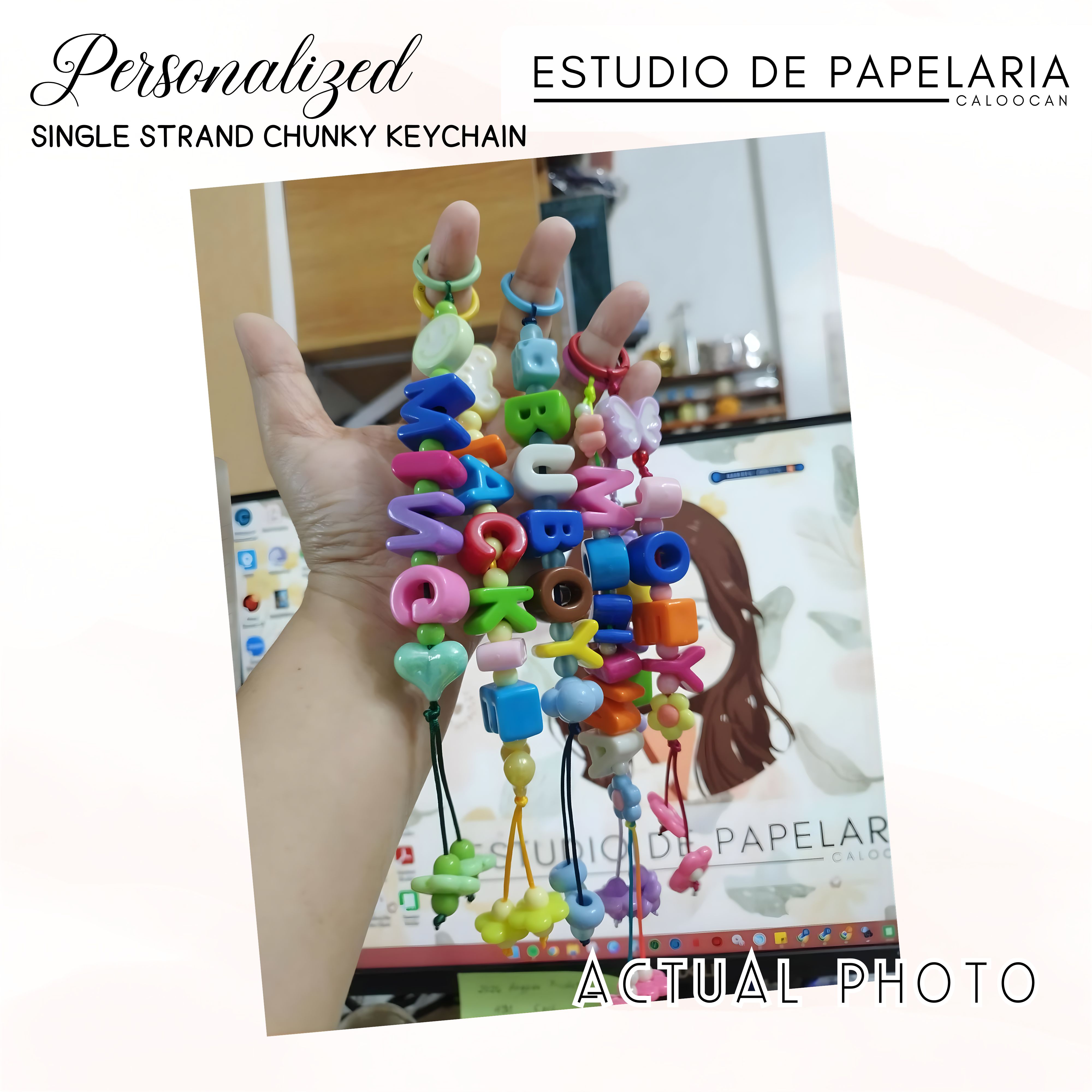 Estudio | Personalized Chunky Letter keychain (Single strand) | Shopee ...