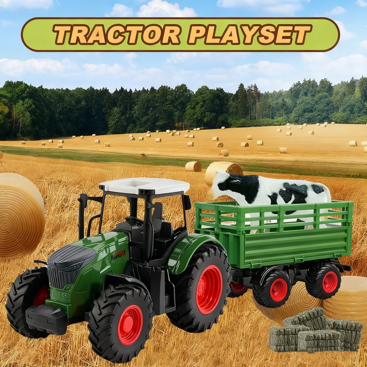 Remote Control Tractor Toy Kids RC Tractor Set Farm Vehicle Toys ...