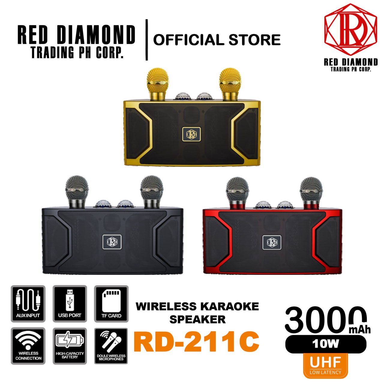 RD bluetooth speaker with Dual Wireless mic Portable 3D Stereo family ...