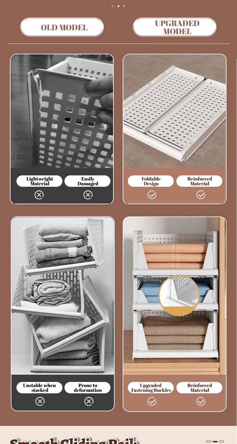 Detachable Wardrobe Organizer Stackable Drawer Storage Basket Plastic ...