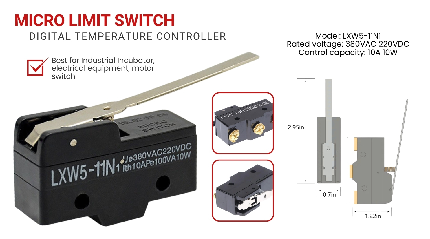 Micro Limit Switch 220V for Incubator Motors LXW5-11N1 Trip Switches ...