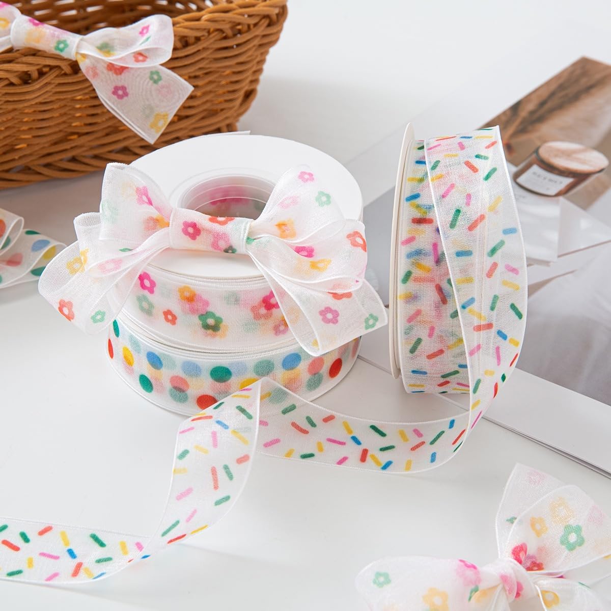 Super Cute Sheer Ribbon,Colorful Korean Ribbons,for Bouquet,Hair Bow ...