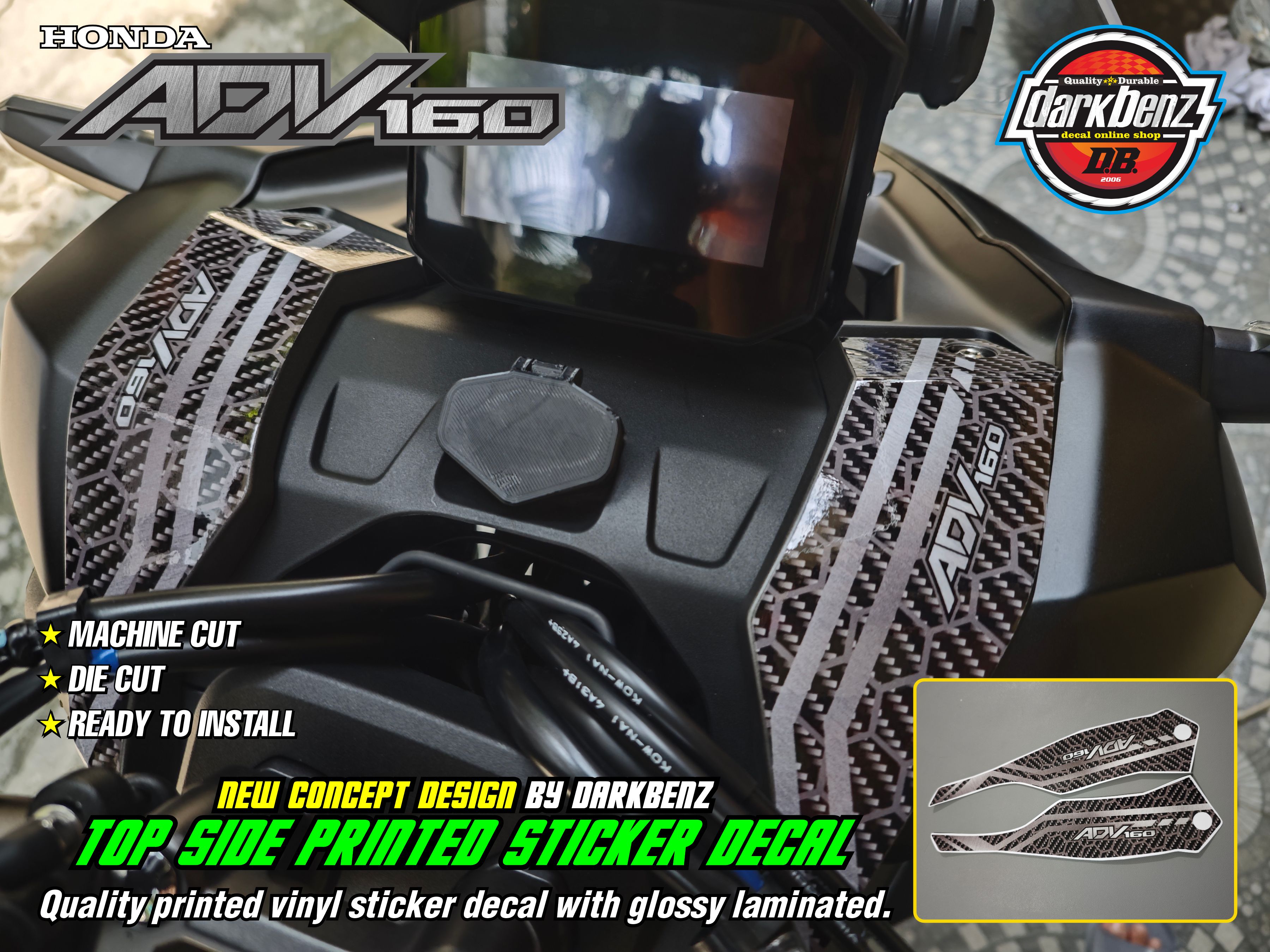 Honda ADV 160 New Concept For Top Side Fairing Printed Sticker Decals ...