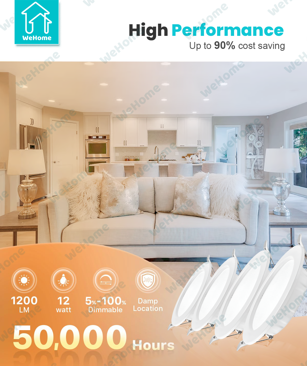 WeHome Ultra Thin LED Ceiling Light Pin Light, 6500K Daylight, 5W 9W ...