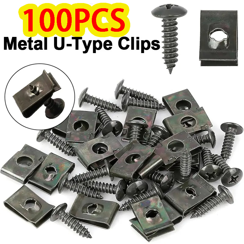 Metal U-Type Clips Screw Anti-Rust Corrosion Car Bumper Fender Trim ...