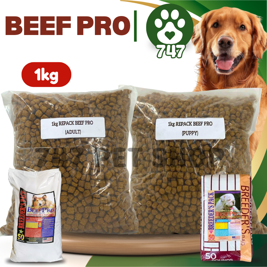 1kg Beef Pro Dog Dogs Dry Food Pack All Stages Adult Puppy All Breed ...