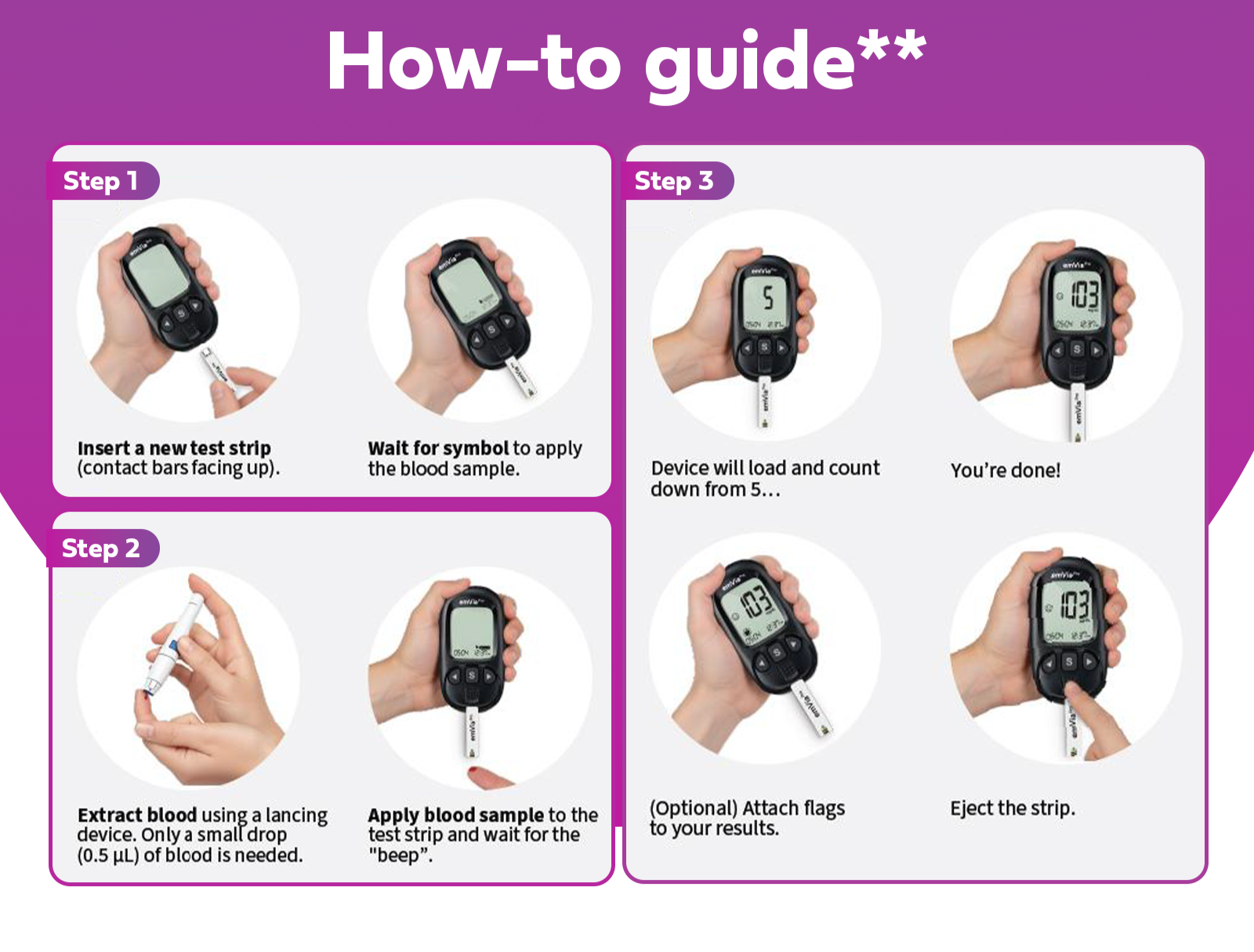 emVia Pro Glucose Test Strips (50s) by embecta - For blood sugar ...
