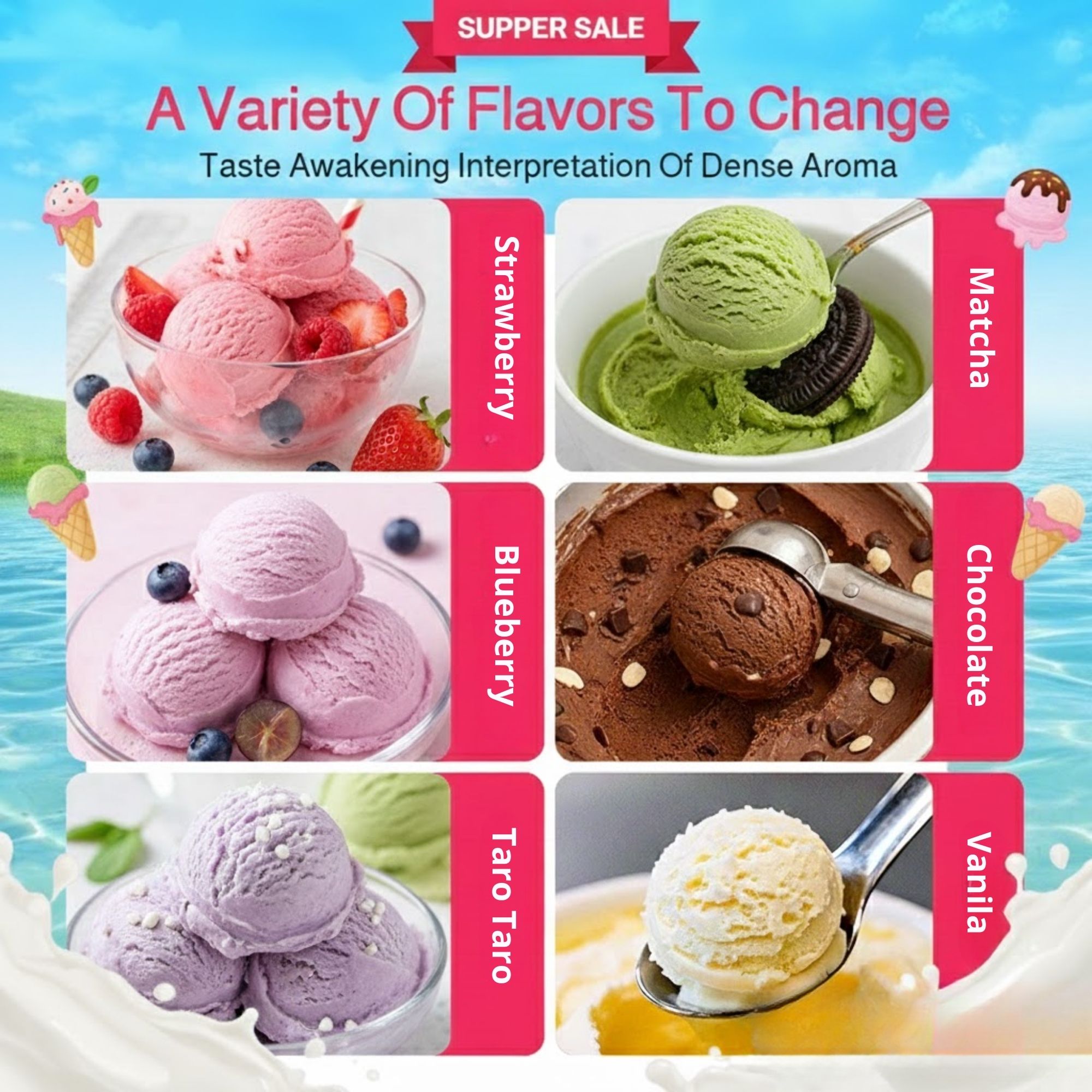 Pre-Mixed Ice Cream Powder 100g Soft Serve Mix Vanilla/Chocolate Easy ...