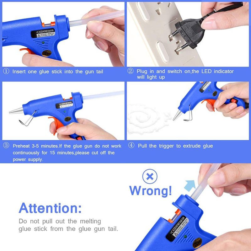 Hot Melt Glue Gun 20W Electric Portable DIY Tool with Glue Sticks for ...