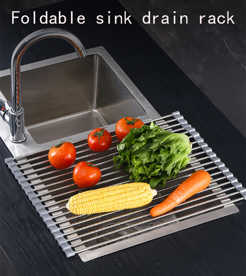 Multi-Purpose High-Load-Bearing Kitchen Drain Rack Thickened Stainless ...