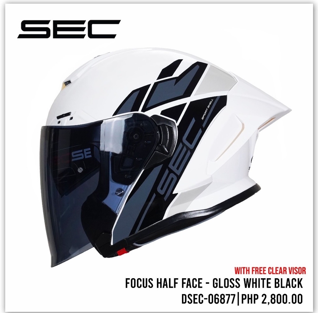 sec focus half face dual visor helmet with FREE CLEAR LENS | Shopee ...
