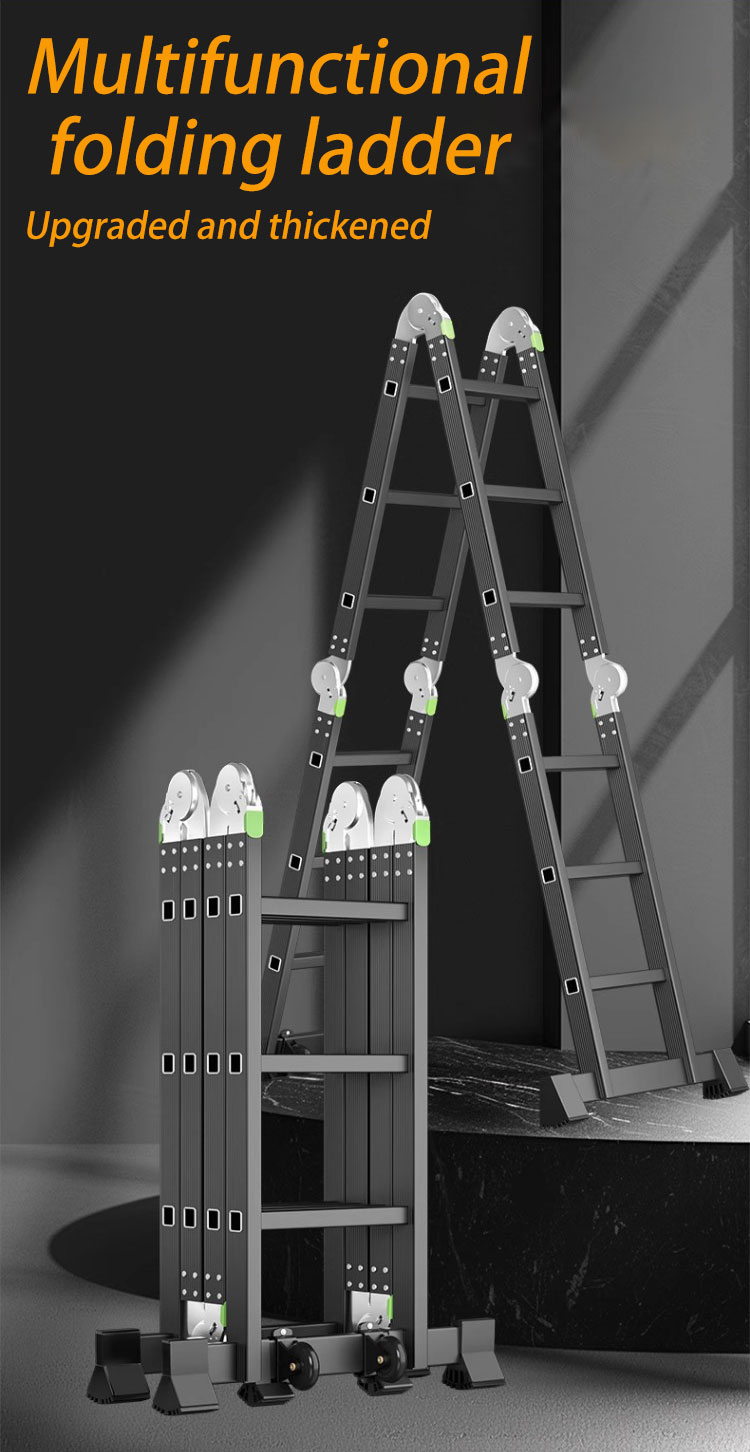 Ladder Foldable Aluminum Heavy Duty 12/16/20FT Multifunctional Ladder ...