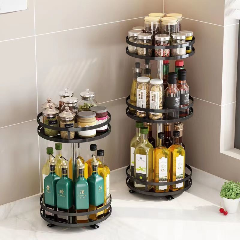YOICE Kitchen Rotating Spice Rack Round Condiments Organizer Rack Oil ...