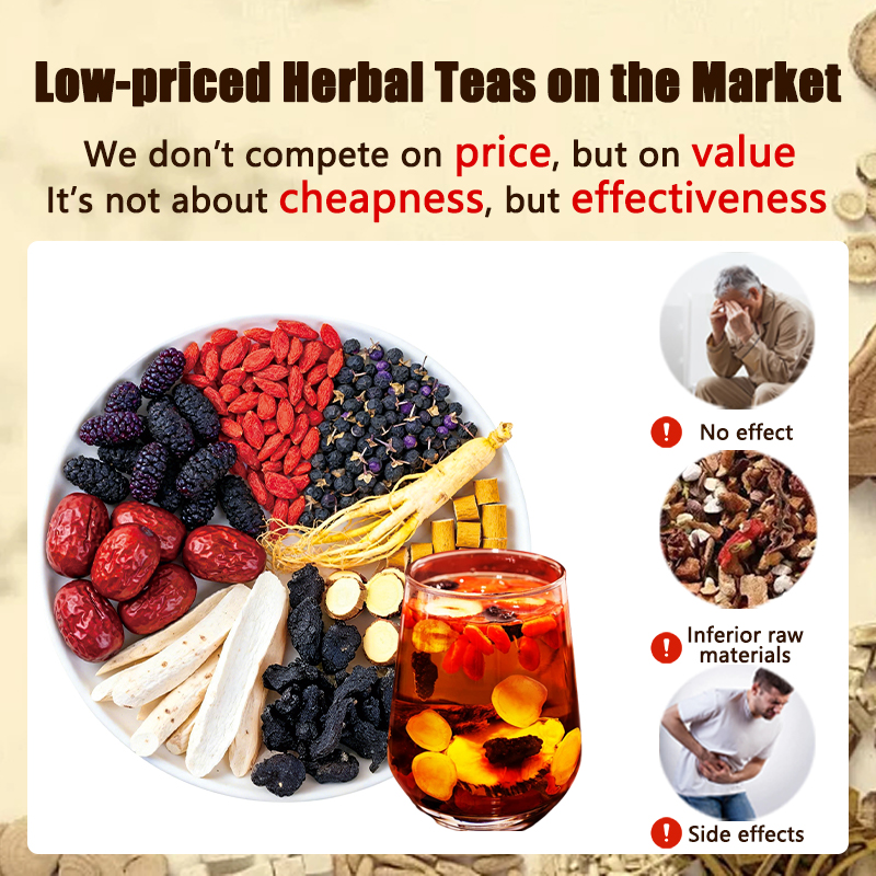 Ginseng Tea 8-in-1 Herbal Tea Red date Mulberry Goji Black Tea 8 ...