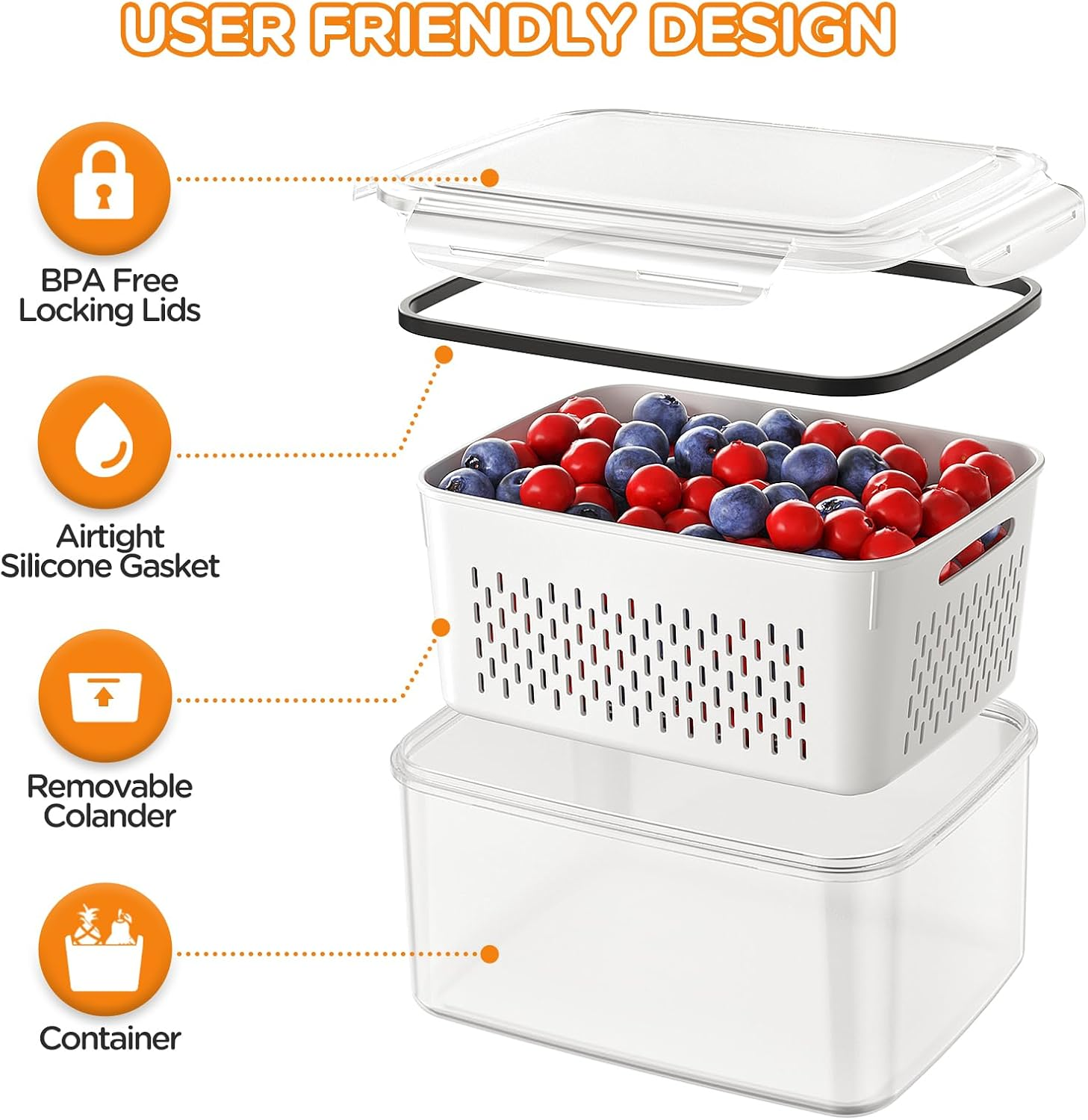 YOICE 2in1 Fridge Organizer Food Storage Stackable Sealing Cap Ref ...