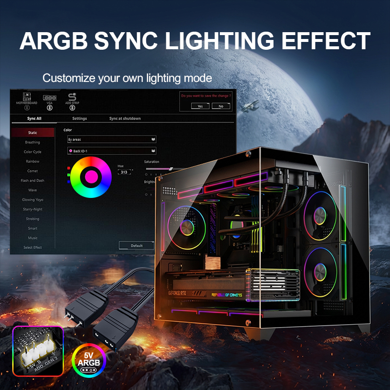 ESGAMING SONIC LIGHT Argb Cpu Fan 5V 3PIN PC Case 4PIN PWM Infinite ...