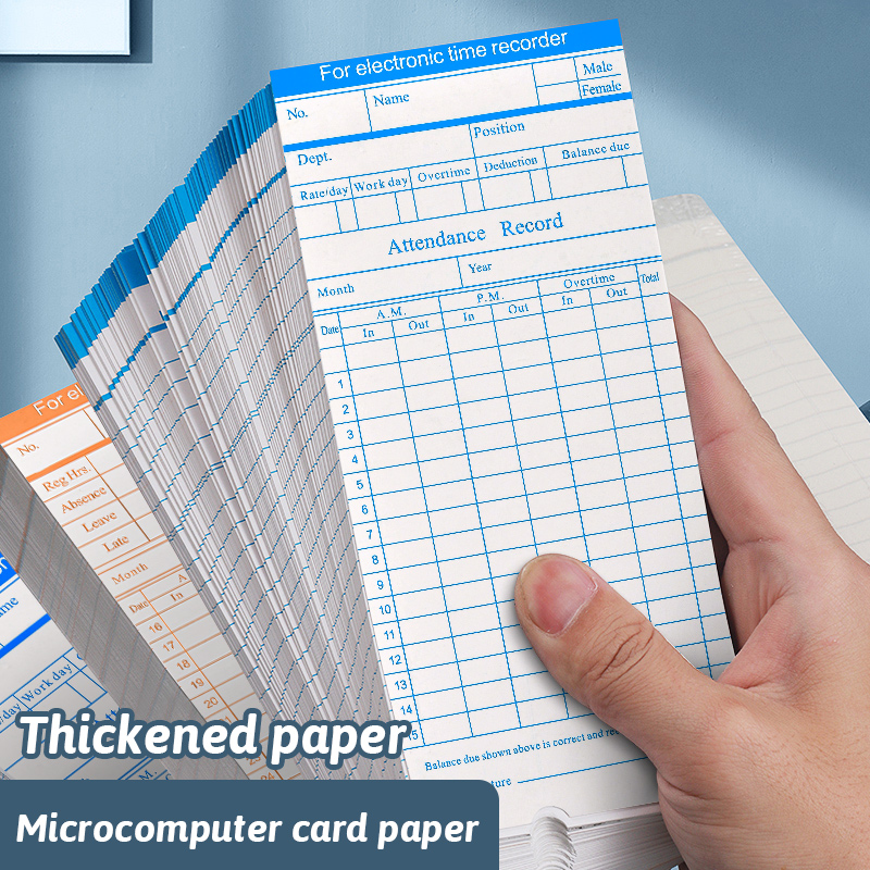 100 Double-sided Daily Time Record Cards For Employee Salary Attendance ...