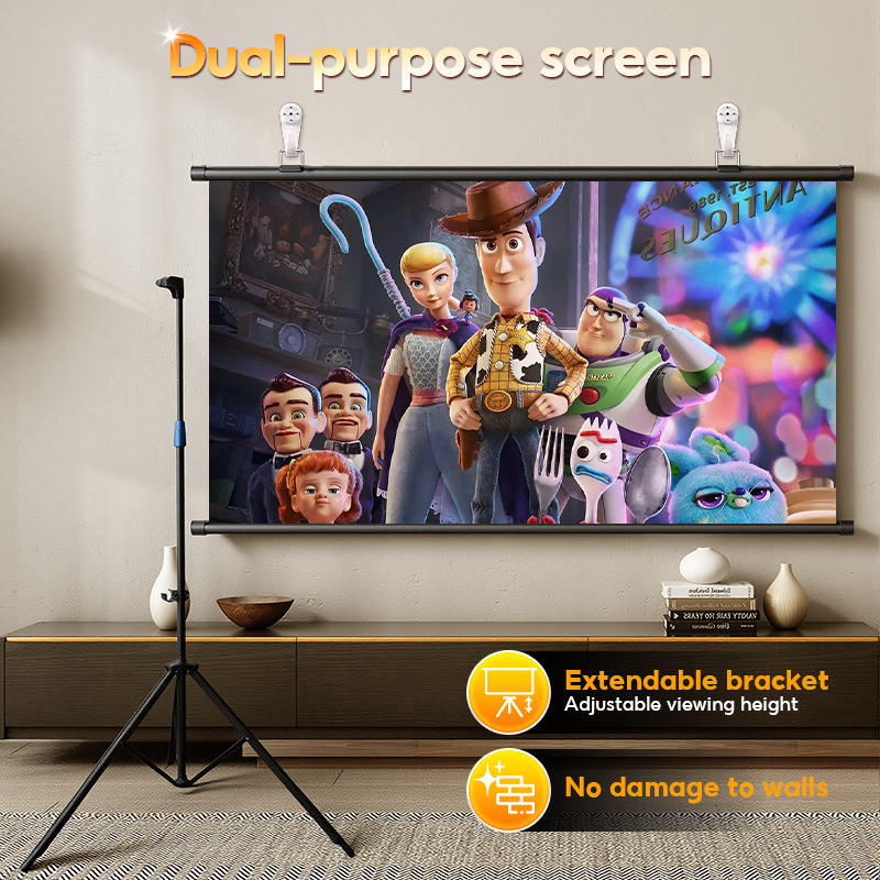 MODOFO 84/100 Inch Projector Screen HD Vivid Color Better Viewing ...
