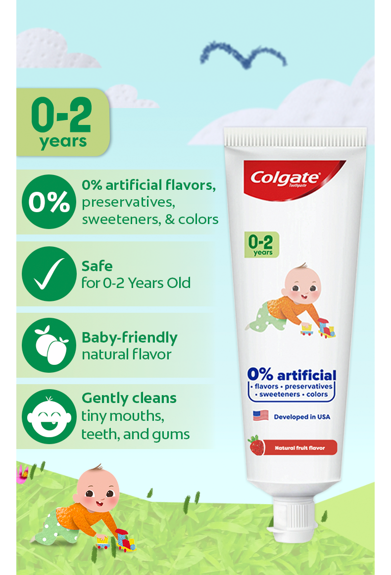 Colgate 0% Artificial Baby (0-2 Years) Toothpaste, Natural Fruit ...