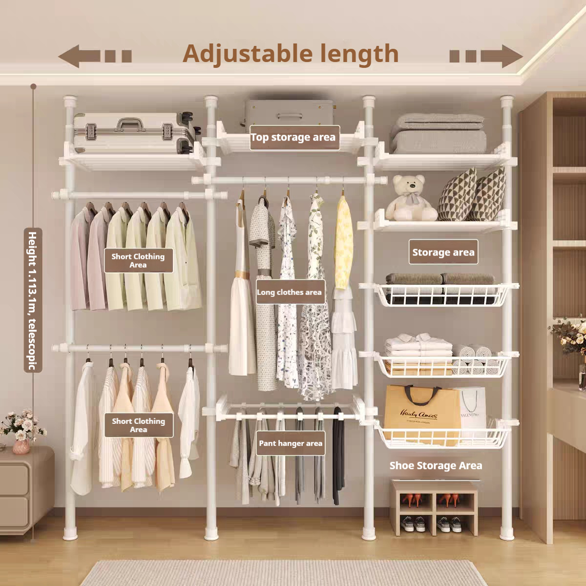 3.5M Adjustable Stainless Wall Clothes Rack Sampayan Standing Clothes ...