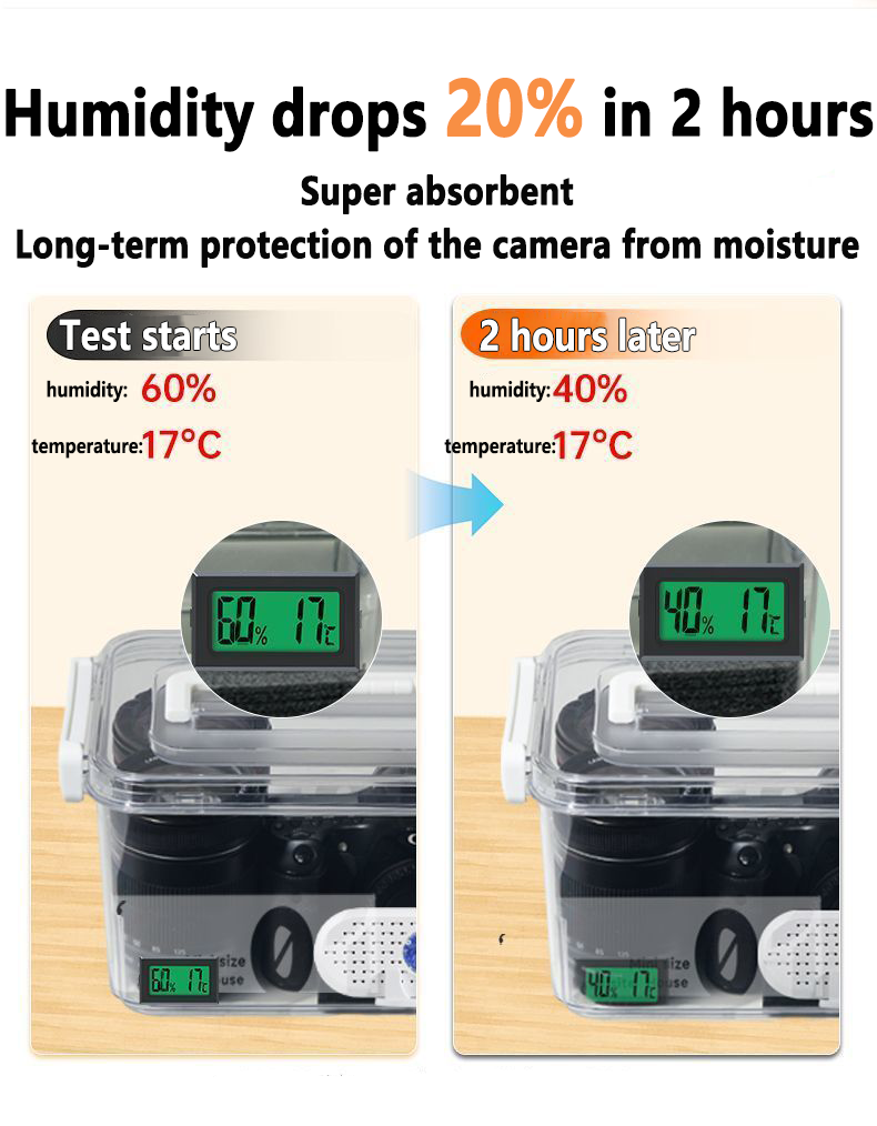 camera dry box Digital hygrometer Moisture-proof Box Mildew-proof ...