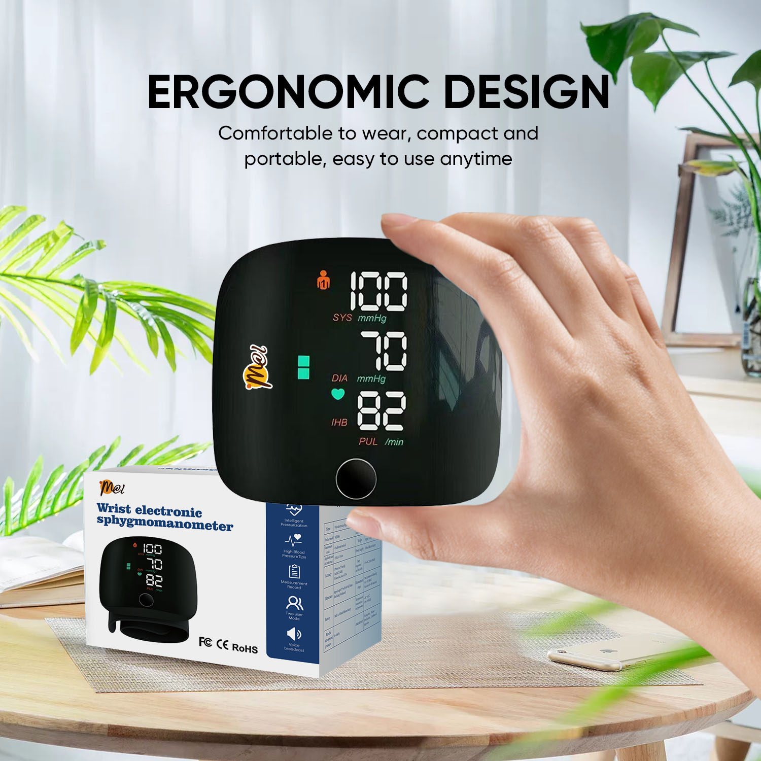 Rechargeable Blood Pressure Digital Monitor LED Display USB Charging ...