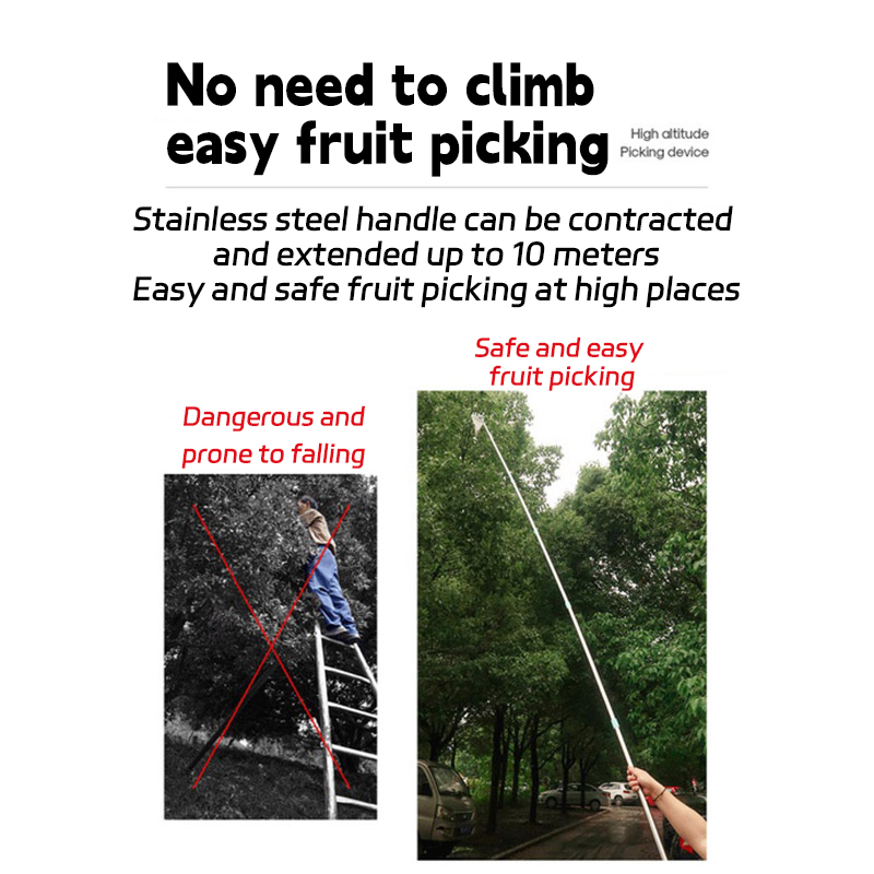 Telescopic Fruit Picker Adjustable Long Pole 4-10M Stainless Steel High ...