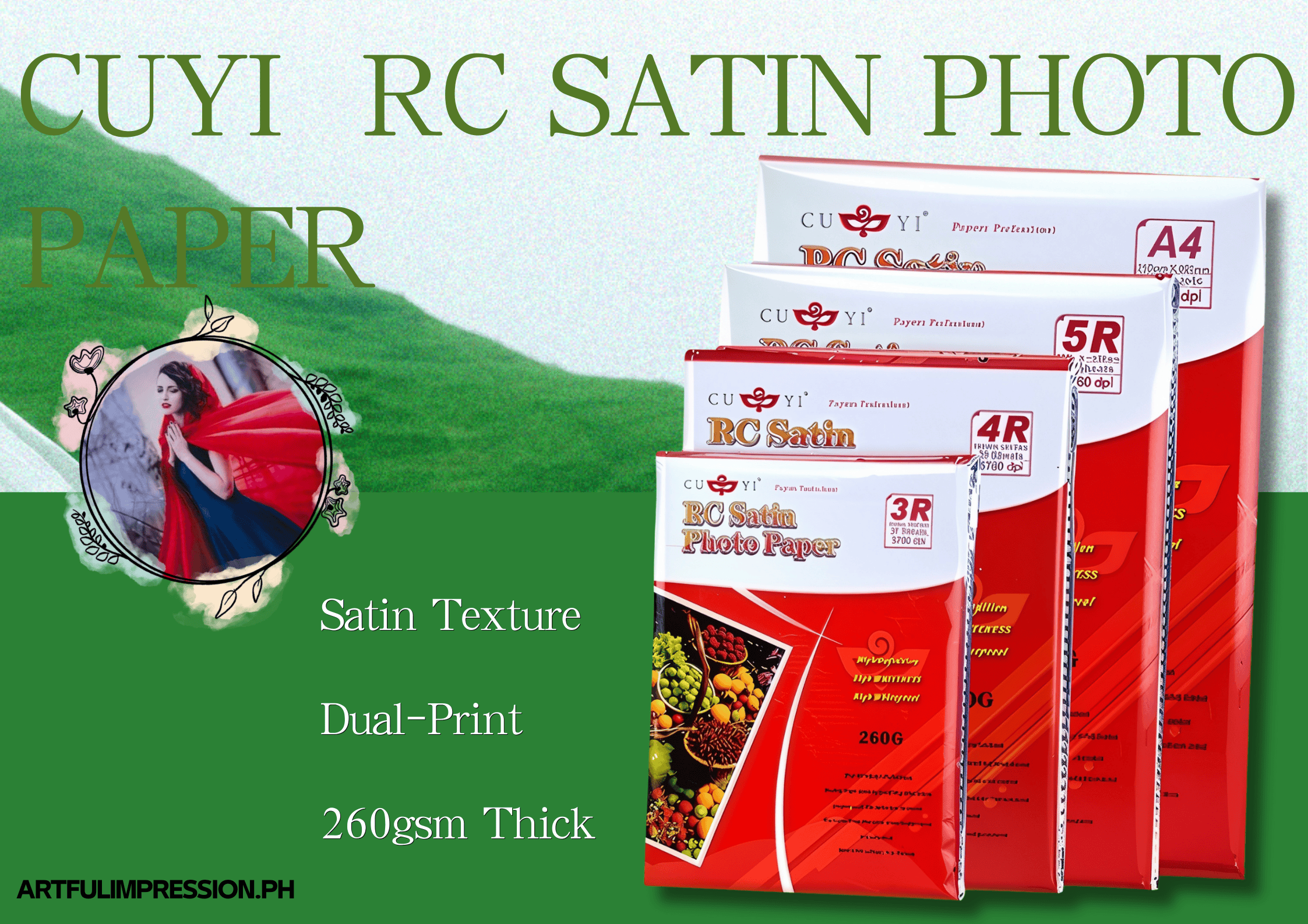 CUYI A4/5R/4R/3R RC Satin Photo Paper 20pcs - 260gsm Waterproof Vivid ...