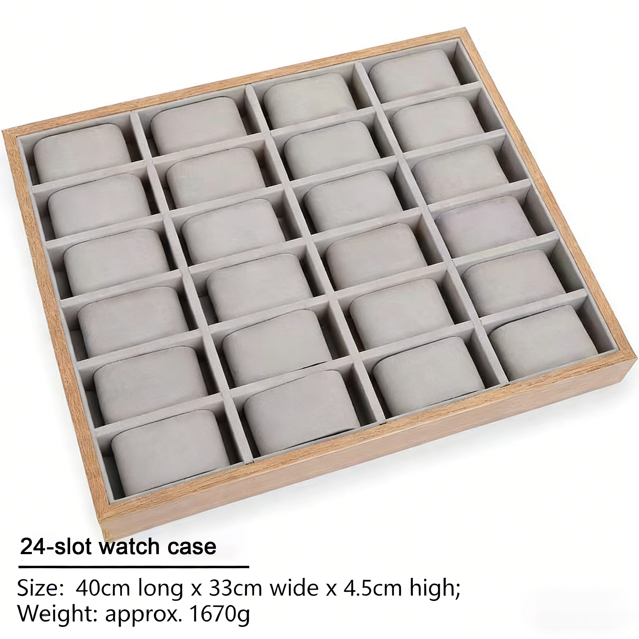 Watch Table Walnut wood pattern watch display tray with 24 compartments ...