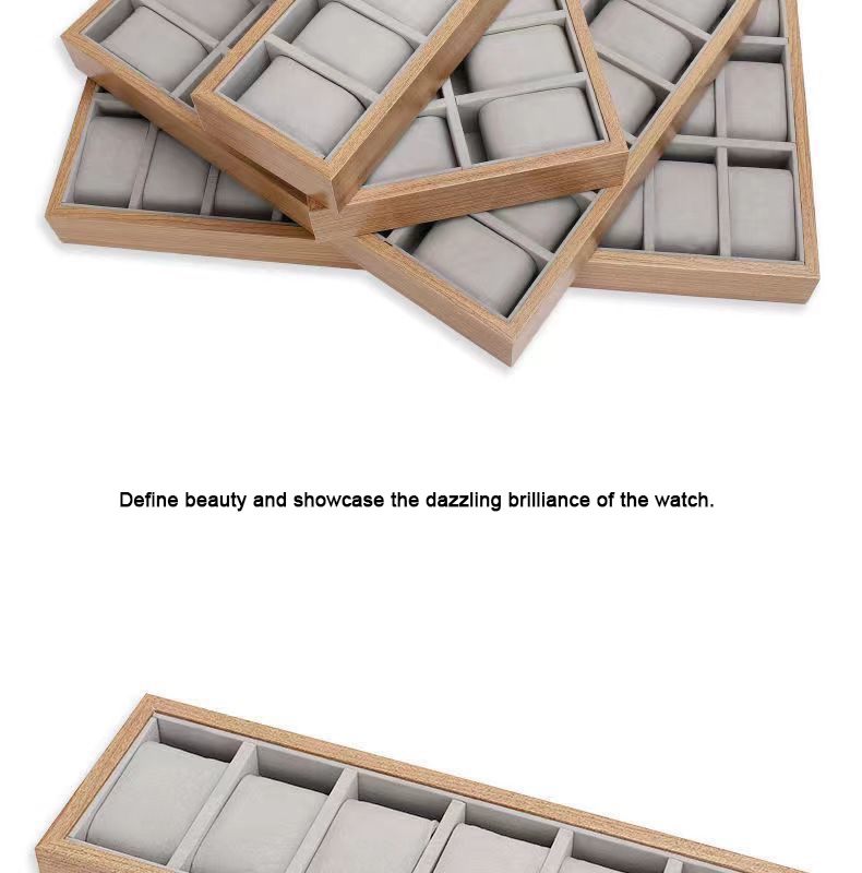 Watch Table Walnut wood pattern watch display tray with 24 compartments ...