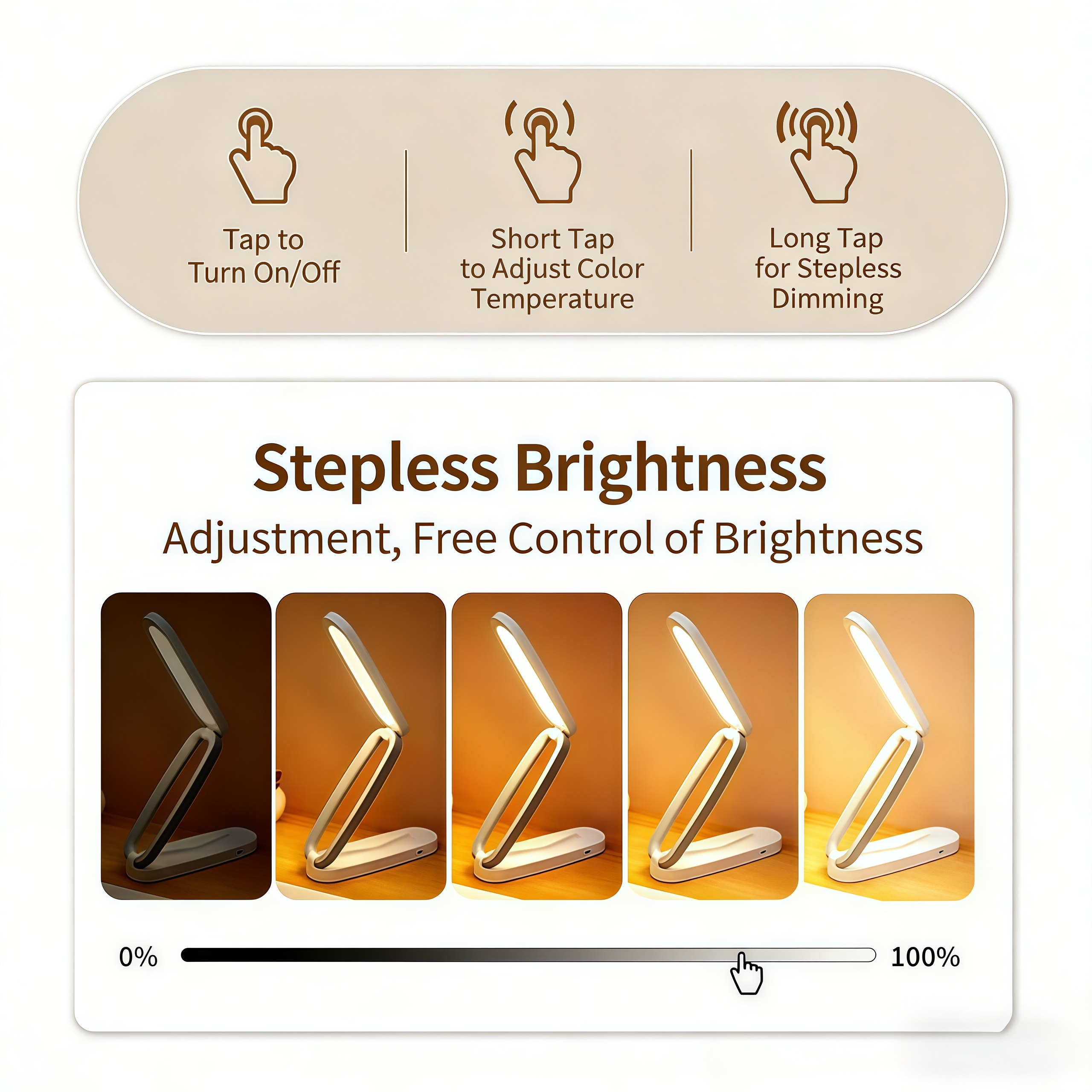 Solara 3 Colors LED Desk Lamp Foldable Study Lamp Dimmable Table Lamp ...