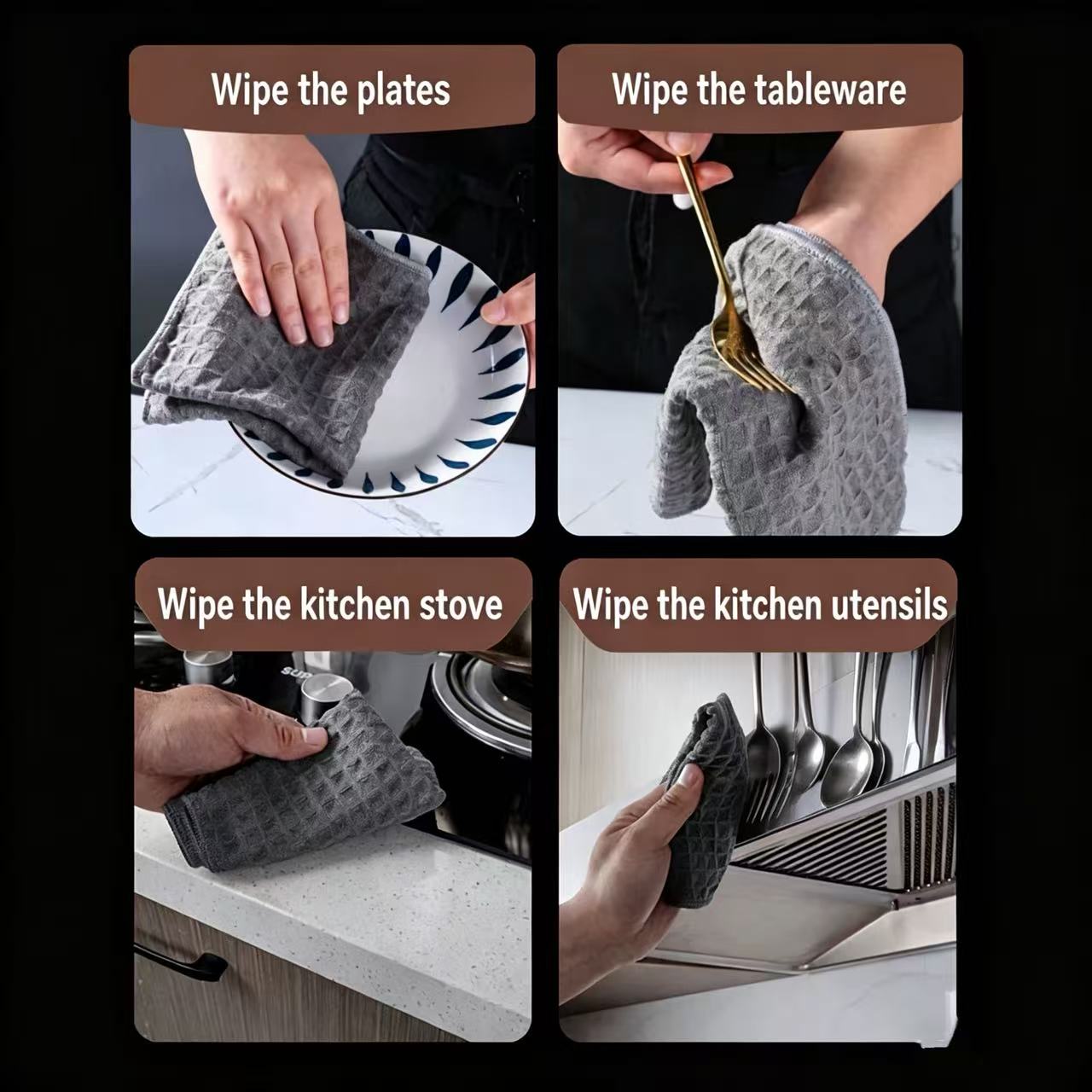 Microfiber Cleaning Cloth Multipurpose Absorbent Towel QuickDrying Dish ...