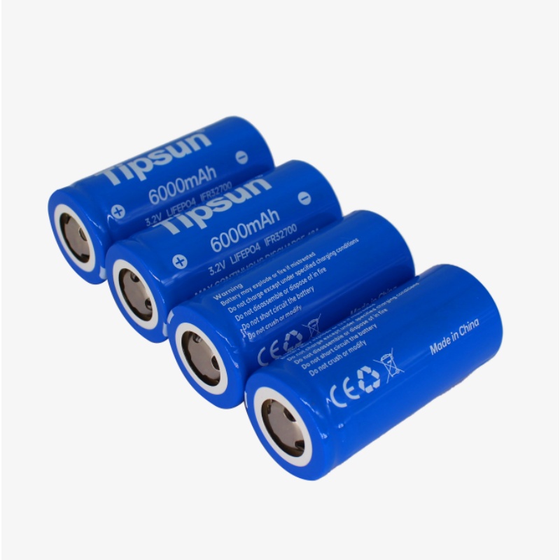 Tipsun battery 32650 / 32700 6000mAh 3.2V Cell Flat head rechargeable ...