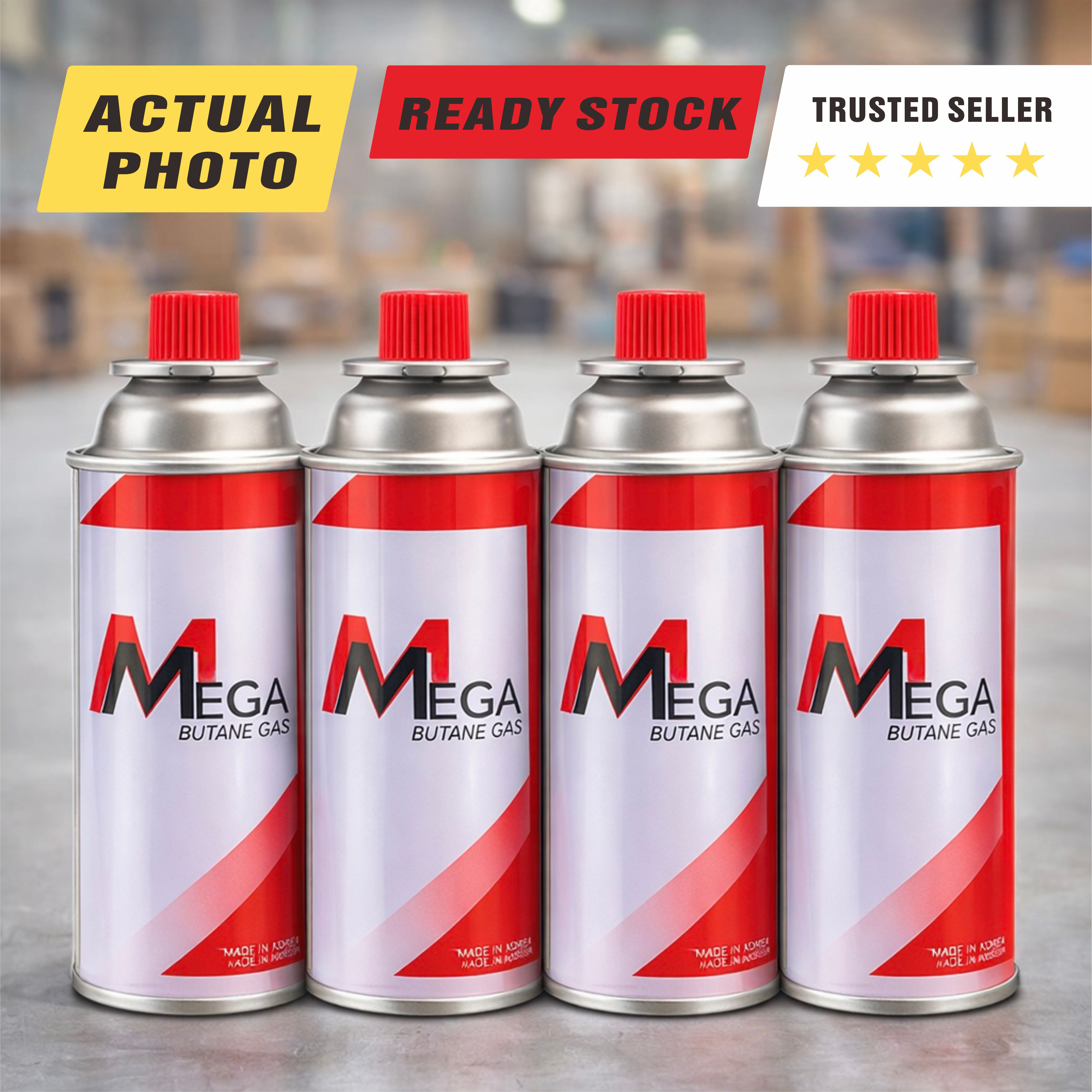 Large capacity 220g butane gas canisters 4-pack for portable stoves ...