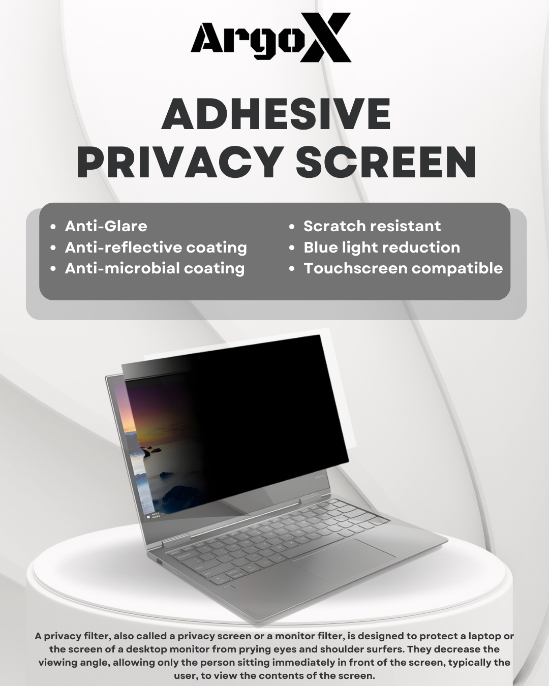 ArgoX Adhesive Privacy Screen Protector, Anti-Glare, UV & Blue Light ...