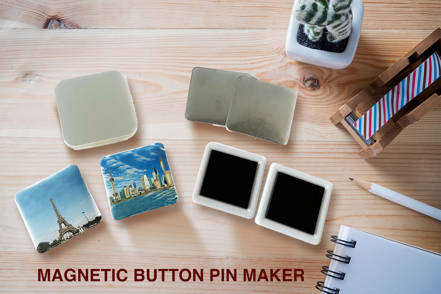 DIY Button Pin Maker 50mm x 50mm Square Ref Magnet Machine (2x2 inch ...