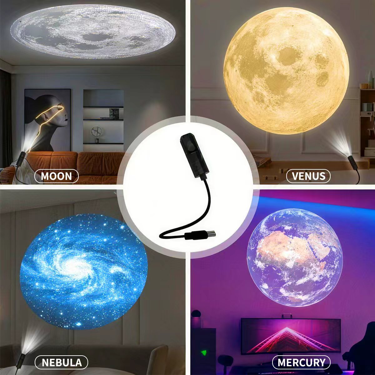 LED Planet Projection Lamp Starry Sky Light USB Galaxy Night Lights 1/3 ...