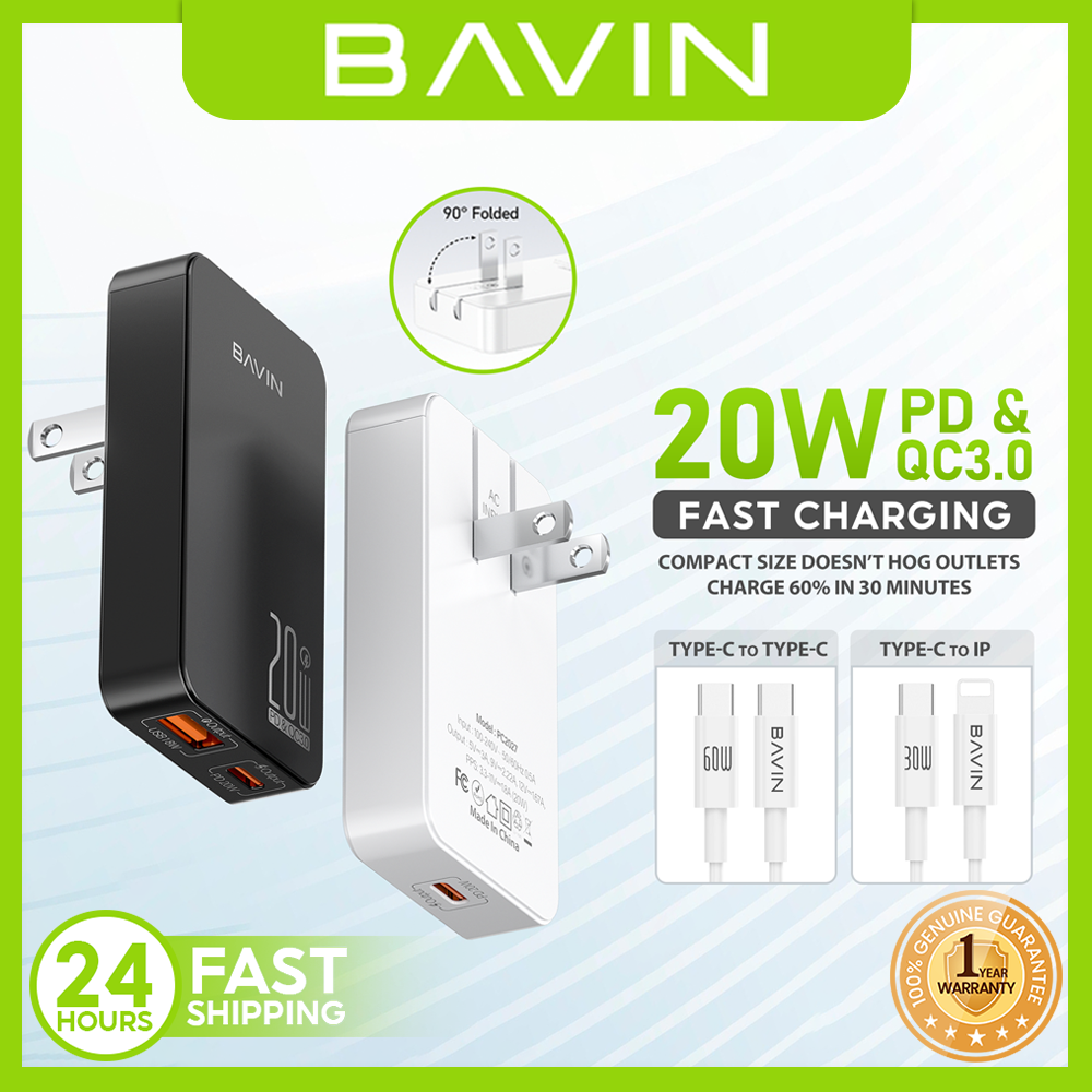 BAVIN PC2027 / PC2028 20W PD Ultra Slim Portable Fast Charging Adapter ...