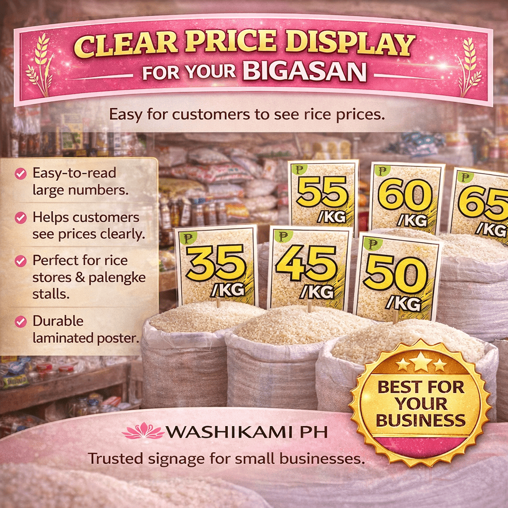 Bigasan Signage | A4 Laminated Rice Price Tag | Bigas Price Display ...