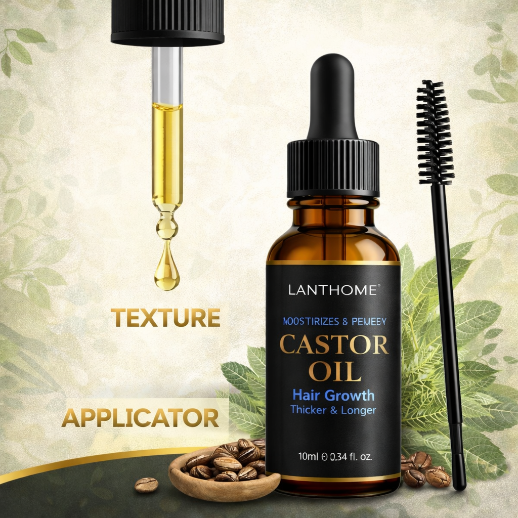 LANTHOME Castor Oil – 100% Pure & Organic | Hair Growth, Eyelash Serum ...