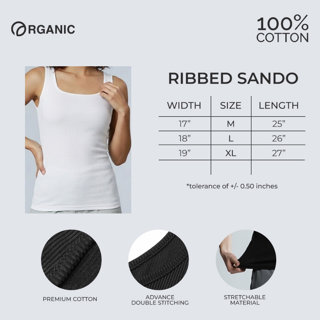 Organic Ladies Ribbed Sando Tops for Women Tank Top Sando for Women ...
