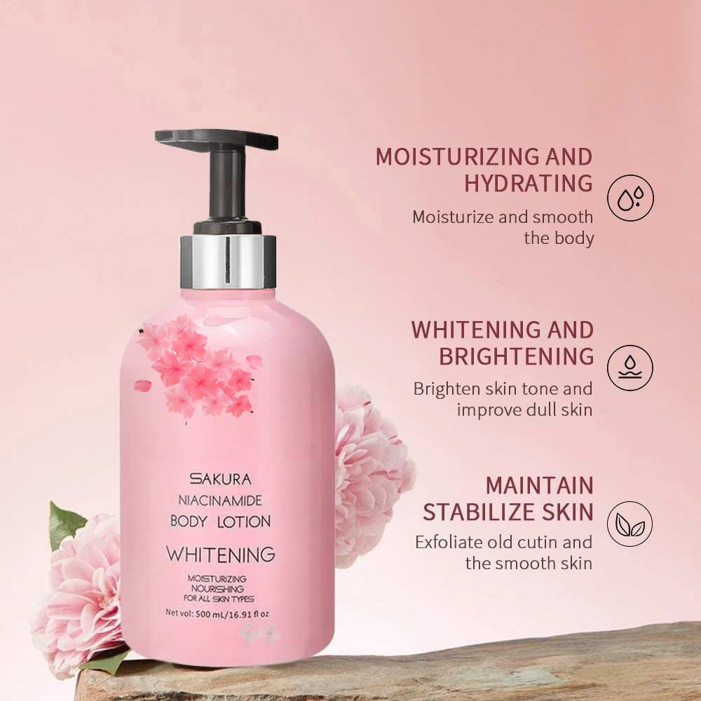 500ml Sakura Body Lotion NIACINAMIDE Whitening Moisturizing Nourishing ...