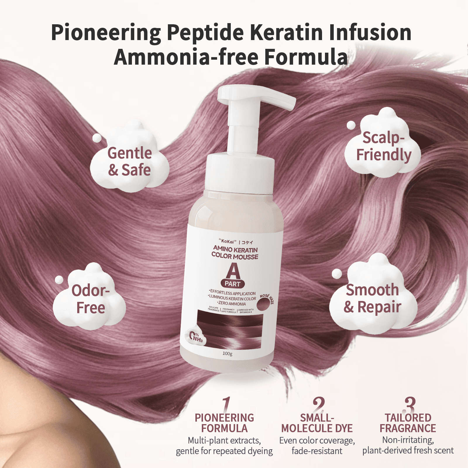 KoKei Bubble Hair Color Permanent Non-irritating Plant-based Hair Dye ...