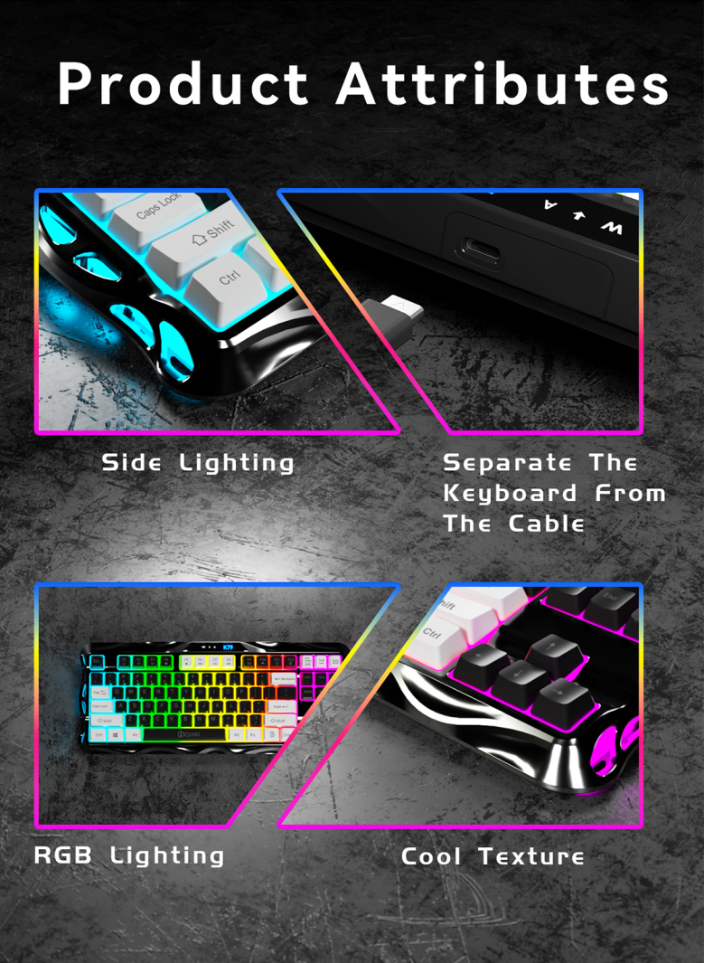 IQUNIX Wired Gaming Keyboard With Cool Side Cutouts RGB Lighting and ...