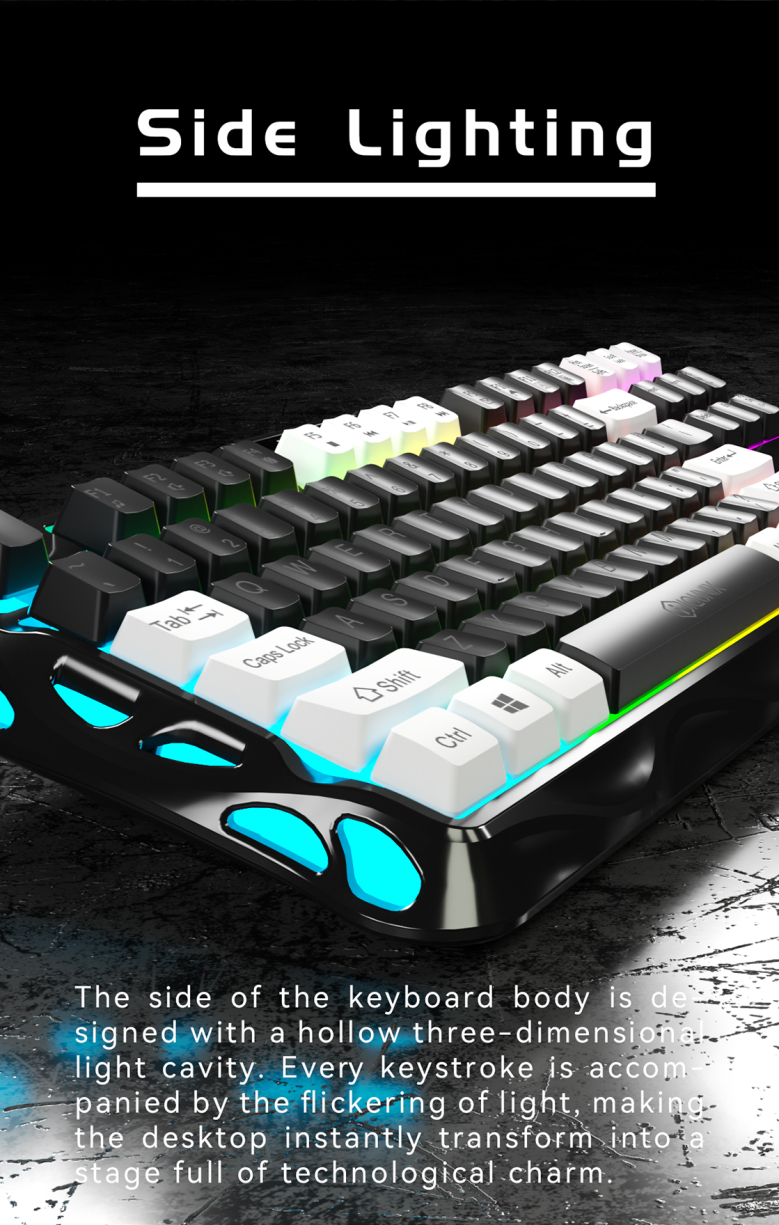 IQUNIX Wired Gaming Keyboard With Cool Side Cutouts RGB Lighting and ...