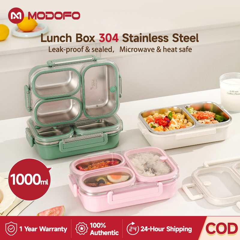 Leak-Proof 304 Stainless Steel Lunch Box 1000ml MODOFO Microwaveable ...