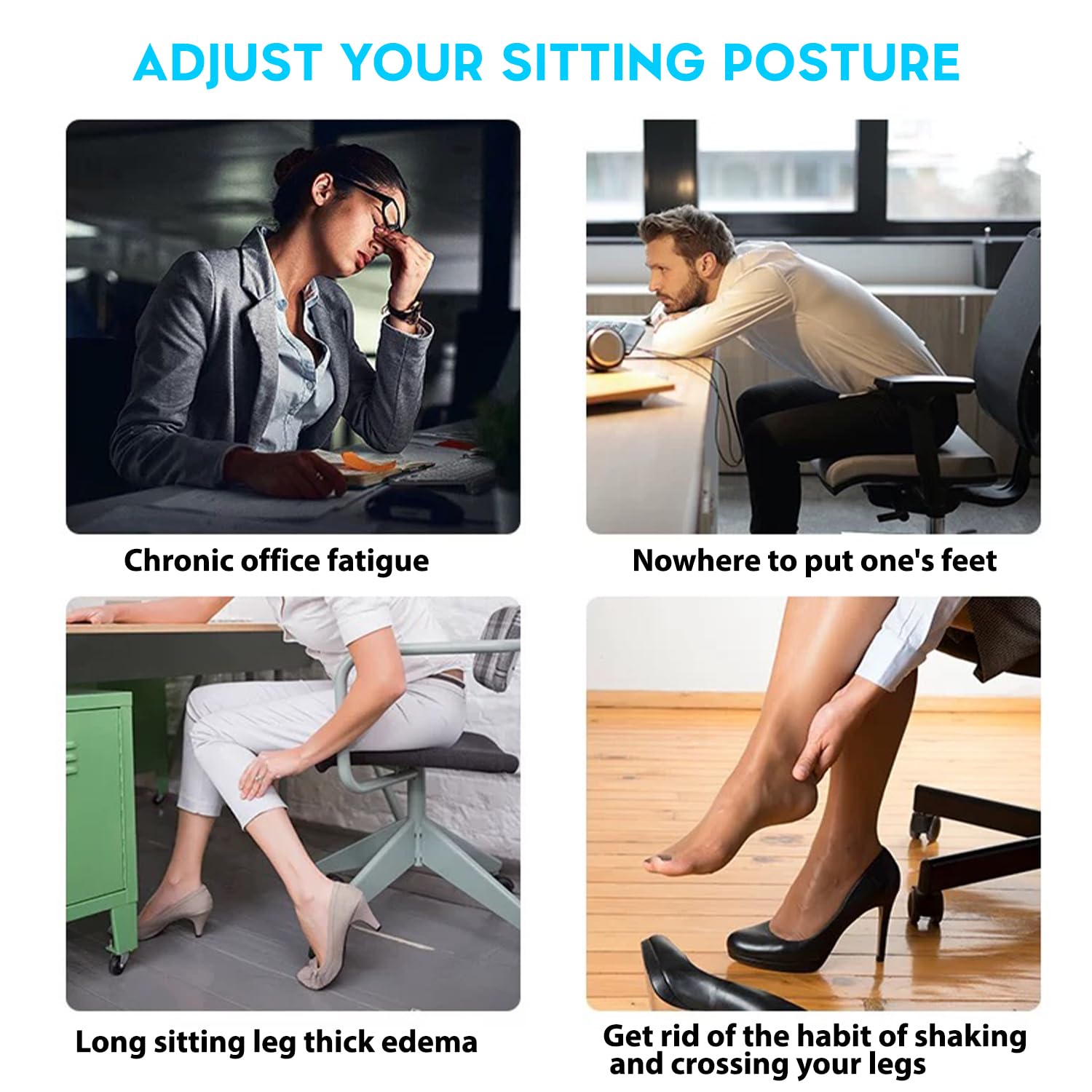1pc Adjustable Angle Footrest Office Under Table Ergonomic Footrest 180 ...