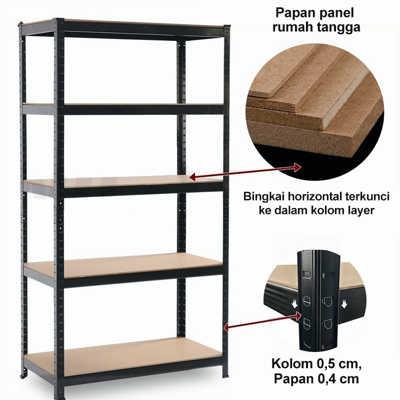 Metal Rack Steel Rack Boltless with Water-Resistant Shelving Adjustable ...